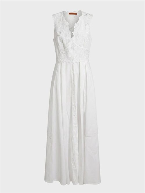 Abito lungo di cotone con corpetto in pizzo floreale ERMANNO SCERVINO | D484Q301QDV10601